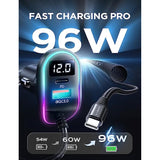 Super Fast Samsung Galaxy Car Charger, Usb C 96W Super Fast Car Charger Pd& Qc3.0 Car Phone Charger Adapter For Iphone 15 Pro Max Plus,Samsung Galaxy S25 Ultra Plus S24/S23/S22,Android,Ipad Pro