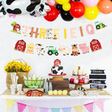 Farm 3Rd Birthday Decorations, Three I E I O Farm Animals Banner For Barnyard Birthday Party Supplies
