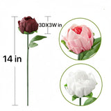 Real Touch Artificial Peony Flowers 14 Inch Burgundy Faux Peonies (6 Flowers, 2 Buds) For Home Decor, Table & Entryway Arrangements, Wedding Centerpieces