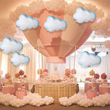 Large Cloud Mylar Balloons - Blue & White Party Decorations - Set of 8