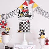 Car Birthday Cake Topper Race Car Cake Decoration For Boy Girl Man Racing Car Checkered Flag Themed Birthday Party Supplies Double Sided