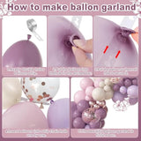 173Pcs Dusty Purple Balloon Arch Garland Kit, Double-Stuffed Pink White Sand Lavender Lilac Light Purple Rose Gold Confetti Balloons For Baby Bridal Shower Wedding Birthday Party Decorations