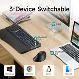 Multi Device Ergonomic Vertical Mouse, Silent Click, 5 Programmable Buttons, 2 Bluetooth 5.0 + 2.4G Wireless Ergo Mice For Medium Large Hands, Compatible With Windows, Mac Os, Laptop, Pc, Black