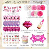 Makeup Party Supplies, 66Pcs Spa Party Decorations Set-Makeup Theme Party Decoration Happy Birthday Banner Happy Brirthday Makeup Birthday Cake Topper Kit, Party Decorations For Girls Women