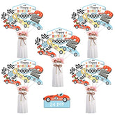 Vintage Race Car Birthday Decorations - 24Pcs Two Fast Birthday Center