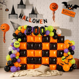 143Pc Halloween Balloon Arch Kit – Black & Orange Foil Wall Backdrop with Bats