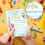 Floral Tea Party Birthday Invitation, Let'S Par-Tea Garden Tea Cup Time Fill-In Invites For Teens Boys & Girls, 20 Invitations With Envelopes(4" X 6")?Kids Party Favors Decorations And Supplies-17
