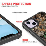 Compatible With Iphone 13 Case Iphone 14 Case Camo Leaf Design For Men Boys, 3-Layer Rugged Shockproof Hard Plastic Bumper +Soft Silicone Rubber Heavy Duty Protection Cover