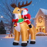 9.8Ft Christmas Inflatables Outdoor Decorations Santa Riding Reindeer,Blow Up Santa Claus With Built-In Led Lights For C