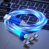 3 In 1 Magnetic Light Up Charging Cable 360 Rotating Led Phone Charger Multi Charging Cable Led Flowing Fast Charging Cord Compatible With Most Cell Phones(3.3Ft Colorful)