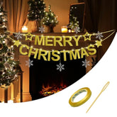 Merry Christmas Banner- Merry Christmas Banner Indoor, Of Indoor Fireplaces, Room Walls And Patio Decorations, Sparkling Gold Color,Christmas Decoration Clearance