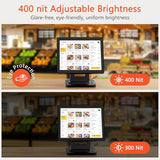 12.1-Inch Pos Touch Screen Monitor, Capacitive Touchscreen With Hdmi/Vga Input, Heavy-Duty Metal Stand, For Retail, Restaurant, Bar, Gym, Warehouse And Pos System