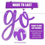 Purple Go Sha It'S Your Birthday Banner Balloons Set, Glitter Happy Birthday Banner With Purple Silver Confetti Balloon Star Foil Balloon For Girls Women Hip Hop Rap Theme Birthday Party Decoration