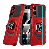 For Cricket Icon 6 Case/Att Verge Case With Screen Protector,Dual Layer Military Grade Protection With Ring Stand,Rugged Shockproof Corner Silicone Phone Case For Icon 6/At&T Verge Red