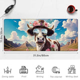 Cute Highland Cow Gaming Mouse Pad, 31.5"×11.8" Extended Desktop Mouse Pads For Keyboard Laptop Computer, Large Desk Mat With Stitched Edges For Work Office Desk Decor (Cool Cow)