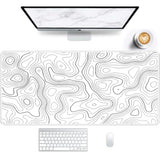 Premium Xxl Gaming Mouse Pad - Unmatched Performance, 35.4X15.8 Inches,White Topographic Contour Design For Gaming And Office