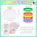 72 Pcs Motivational Wristbands Gifts Set For Students, Back To School Gifts Colored Inspirational Silicone Bracelets With Inspirational Cards Organza Bags Classroom Goodie Bag Fillers
