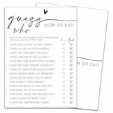 Hilarious Baby Shower Games, Guess Who Mom Or Dad Game, Minimalism Baby Shower Decorations Favors Ideas, Gender Neutral Party Supplies-25 Pcs, 5X7 In -C05