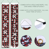 2 Pcs Merry Christmas Door Banners, Merry Christmas Hanging Couplet Merry Christmas Porch Sign Merry Christmas Decoration For Home Yard Door Christmas Decoration