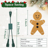 Christmas Tree Lights Controlled Outlet, Plug In Control Outlet Extension Cord With 2 Sockets And Gingerbread Man Remote Switch For Christmas Tree And Long Range Lighting Control, Green (1 Pack)
