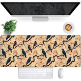 Vintage Crow Gaming Mouse Pad, 31.5"×11.8" Extended Desktop Gothic Raven Bird And Branch Mouse Pads For Keyboard Laptop Computer, Large Desk Mat With Stitched Edges For Work Office Desk Decor