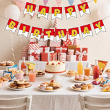 Red & White Cartoon Birthday Banner for Kids & Adults Party Decor