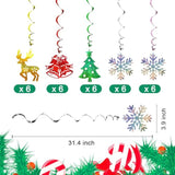 Christmas Hanging Swirls Decorations 30 Pack Sparkle Double Sided Red Green Party Merry Christmas Garland Foil Swirl Hanging Ceiling Ornaments Christmas Party Favors Xmas Holiday Party Decor Supplies