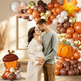 150PCS Fall Balloon Arch Kit with Brown Orange Balloons for Baby Shower Wedding