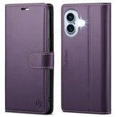 iPhone 16 6.1" Wallet Case with RFID Blocking, Kickstand, Shockproof PU Leather Cover