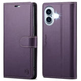 iPhone 16 6.1" Wallet Case with RFID Blocking, Kickstand, Shockproof PU Leather Cover