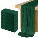 12 Pack Cheesecloth Table Runner 10Ft Christmas Gauze Boho Table Runners For Wedding Decor Bridal Shower Decorations Baby Shower Party(35" X 120")(Emerald Green)