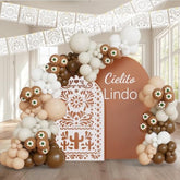 Cielito Lindo Balloon Garland Kit – 137Pcs Terracotta Nude Brown Beige Balloons With Petal Prints For Baby Shower, Boho Fiesta, Mexican Party Decorations,Cielito Lindo Backdrop Decor