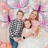 Butterfly Balloons - 4 Pcs 40 Inch Pink Purple & Blue Mylar Foil Balloons For Girls Women'S Butterfly Theme Party Wedding Birthday Baby Shower Decoration (Purple/Blue-4Pcs)