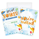 Let'S Get Soaked 20-Pack Water Gun Birthday Invitations (4X6 Inch) Fill-In Birthday Invitations With Envelopes- Summer Party Cards, Summer Pool Party Supplies-A037