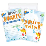 Let'S Get Soaked 20-Pack Water Gun Birthday Invitations (4X6 Inch) Fill-In Birthday Invitations With Envelopes- Summer Party Cards, Summer Pool Party Supplies-A037