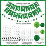 Soccer Party Decoration Soccer Theme Decor Pre-Strung Soccers Happy Birthday Banner Hanging Swirls Honeycomb Balls Circle Dots Garland For Boys Soccers Sports Theme Birthday Decorations