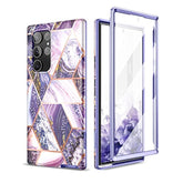 For Samsung Galaxy S22 Ultra Case, Built-In Screen Protector For S22 Ultra 5G Case Full Body Protection Shockproof Rugged Bumper Phone Protective Cover 6.8 Inch - Purple Lavender