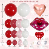 139Pcs Valentine'S Day Balloon Arch Garland Kit - Red Pink White Balloons With Heart-Shaped And Red Lip Balloons For Valentine Decorations, Bachelorette & Bridal Shower, Anniversary Decor