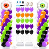 2 Set Halloween Balloon Column Stand Kit with Eyeball Foil Balloons Garland Decor