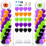 2 Set Halloween Balloon Column Stand Kit with Eyeball Foil Balloons Garland Decor