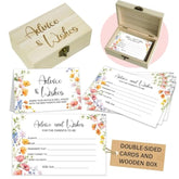 50Pcs Wildflower Baby Shower Advice Cards For Baby Shower Games, Baby In Bloom Advice And Wish Cards Box For New Parents Baby Shower Decorations (Mix)