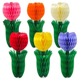 Tulip Honeycomb Centerpieces, 6Pcs Spring Flower Centerpieces For Tables 3D Tulips Honeycomb Spring Decoration For Home Office Garden Mother'S Day