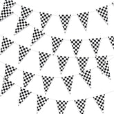 98 Ft Checkered Flag Banner: 48 Pcs Black & White Pennants for Racing Party Decor