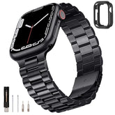 Compatible With Apple Watch Band 45Mm 44Mm 42Mm For Men Women, Stainless Steel Metal Iwatch Band With Case For Apple Watch Series 9/8/7/6/5/4/3/2/1/Se/Se2(Black, 42Mm 44Mm 45Mm)