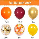 Fall Balloons Orange Yellow Burgundy Gold Confetti for Thanksgiving Autumn Party Decor