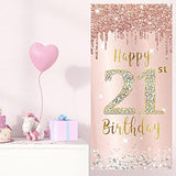 Happy 21St Birthday Door Banner Backdrop Decorations For Women, Pink R