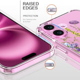 For Iphone 16 Case With Screen Protector, Enhanced Camera Protection, Crystal Clear Cover With Fashionable Designs For Girls Women, Slim Fit Protective Phone Case 6.1" Blooming Flowers