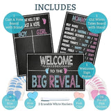 Gender Reveal Board Games 12/9" With Stand, 48 Blue And Pink Voting St