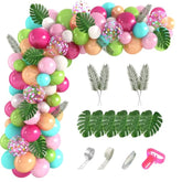 Tropical Balloon Garland Kit: Luau Party Decor with Palm Leaves