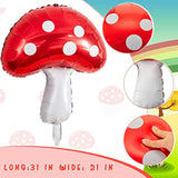 6 Pack Mushroom Foil Balloons β 31" Forest Theme Decor for Fairy Parties & Celebrations
